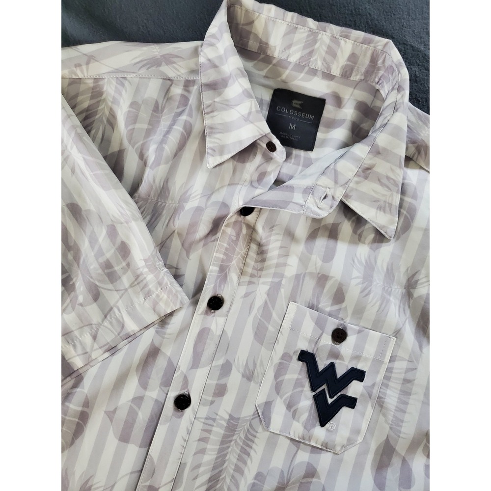 Colosseum Mens West Virginia S/s Button Up Shirt All Over Hawaiian‎ Print Medium